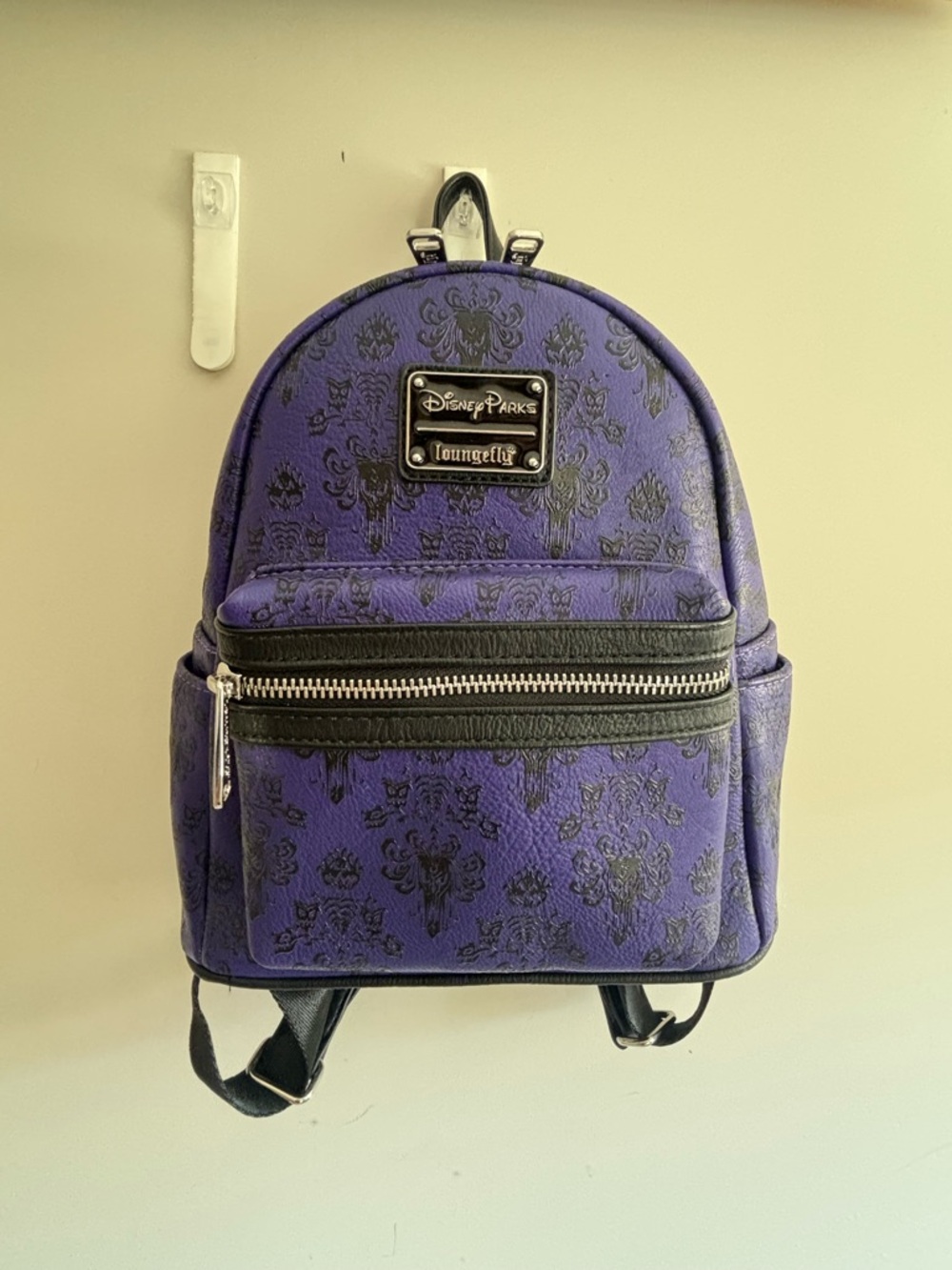 Disney Parks Loungefly Haunted Mansion Purple Wallpaper Mini Backpack